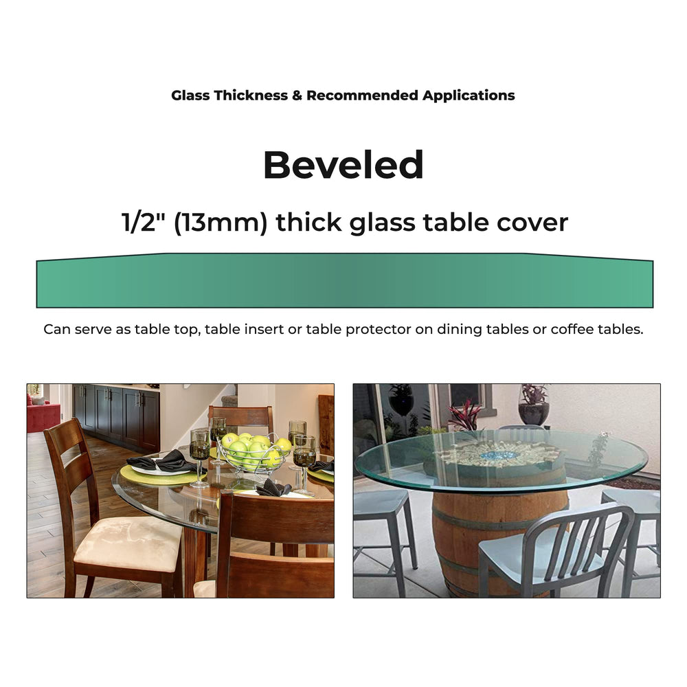 Fab Glass and Mirror side profile showing 1/2 inch thickness for sturdy support and balance