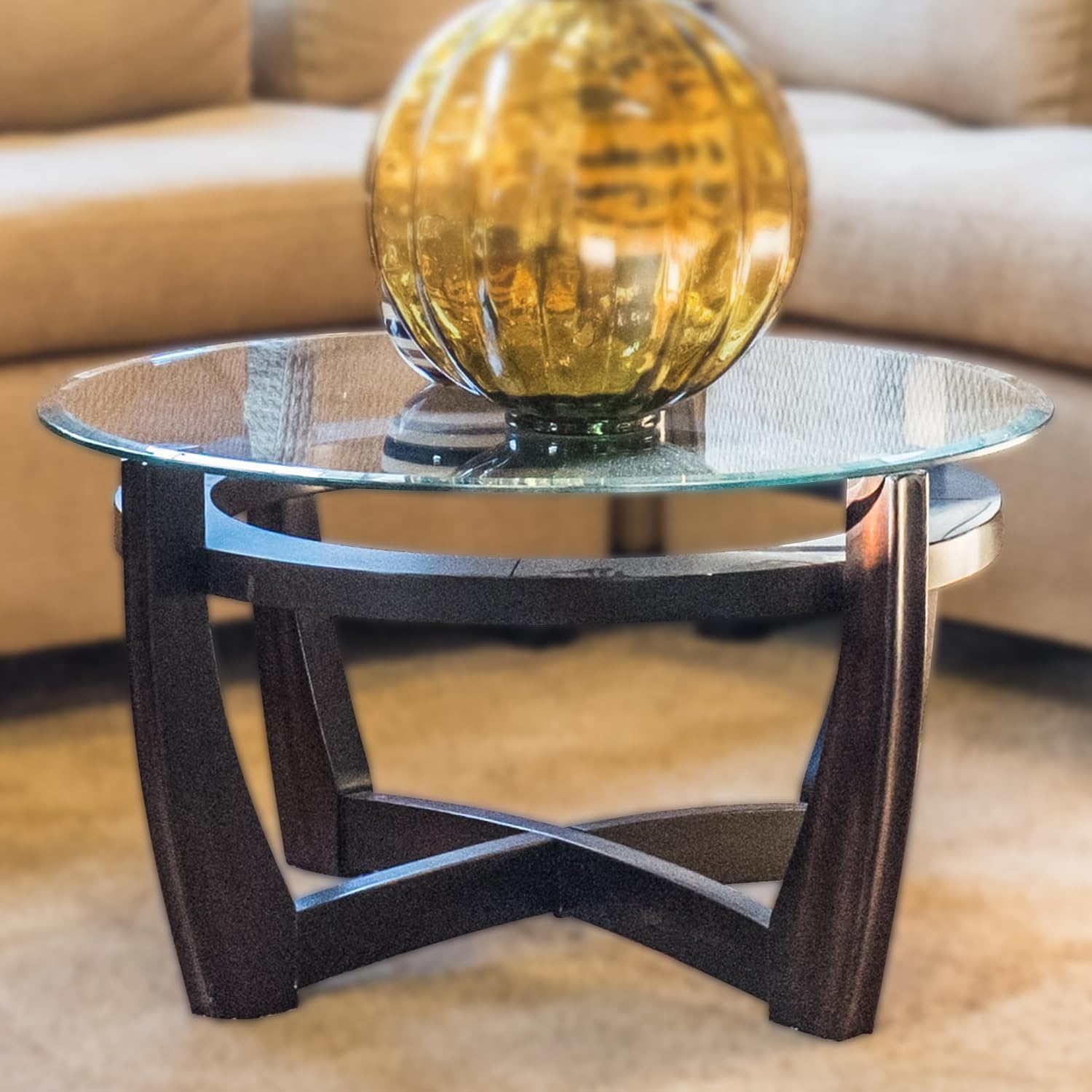 Fab Glass and Mirror on wood base illustrating classic pairing and stability