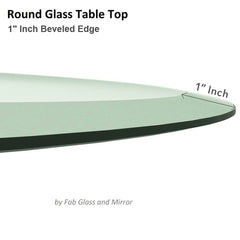 Fab Glass and Mirror round glass top mounted on wooden base illustrating modern styling benefit