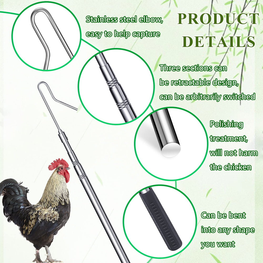 Fabbay extended pole in use reaching into pen for safer, low‑stress bird handling