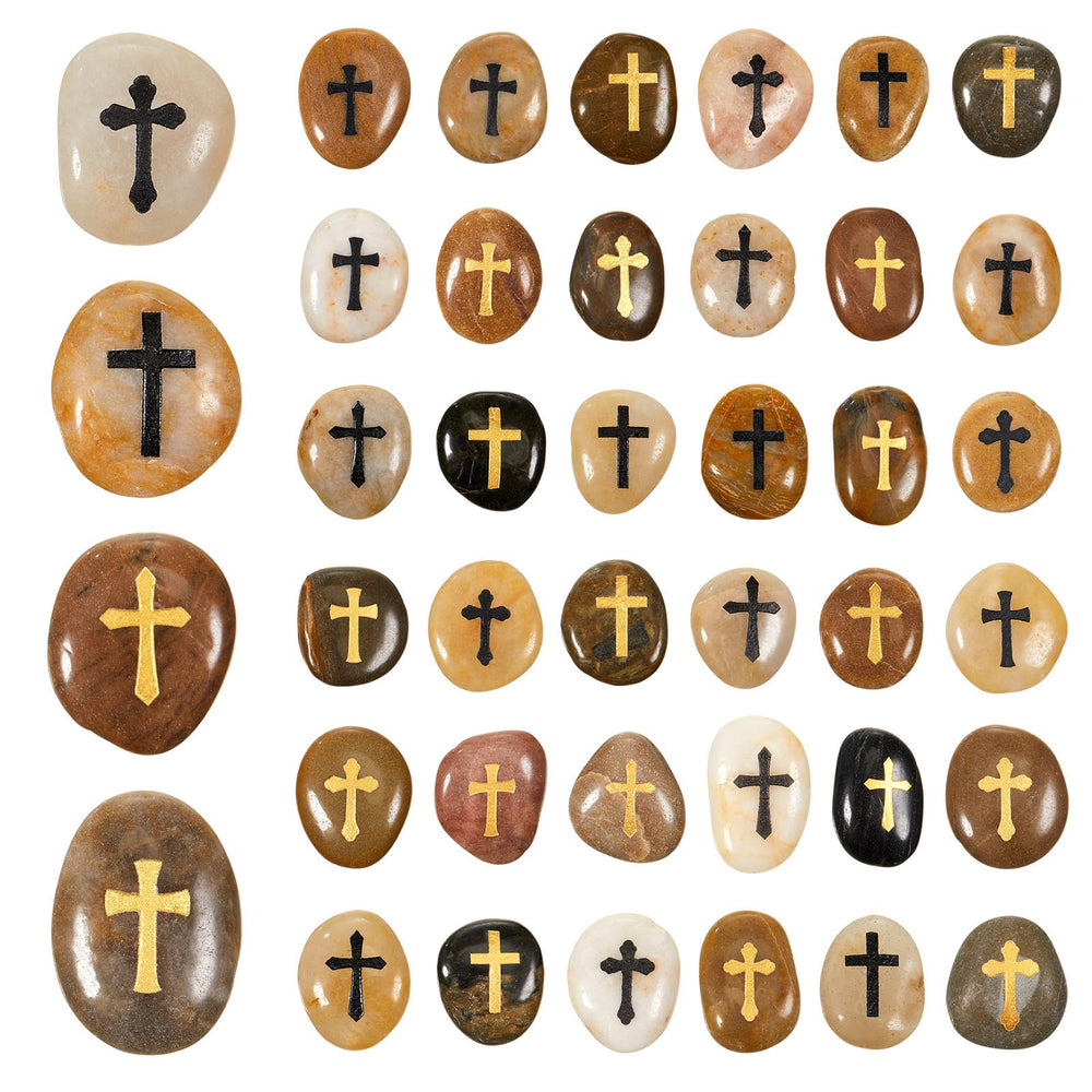 Fabbay front packaging showing 40 engraved cross stones and clear presentation