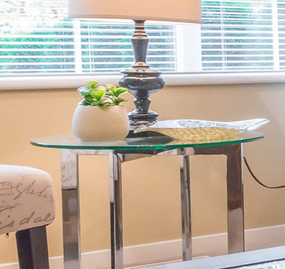 Fab Glass and Mirror closeup of beveled edge highlighting refined finish and safety benefit