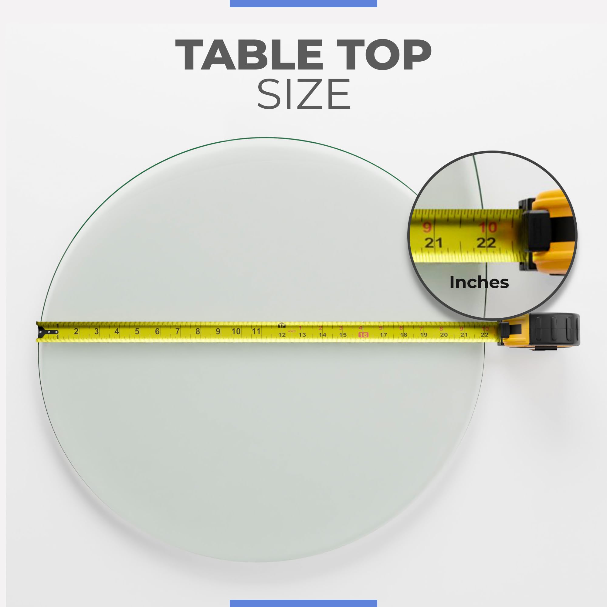 Fab Glass and Mirror next to ruler for scale showing exact 22-inch sizing benefit
