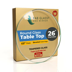 Fab Glass and Mirror 26-inch round glass front view shows clean modern tabletop benefit