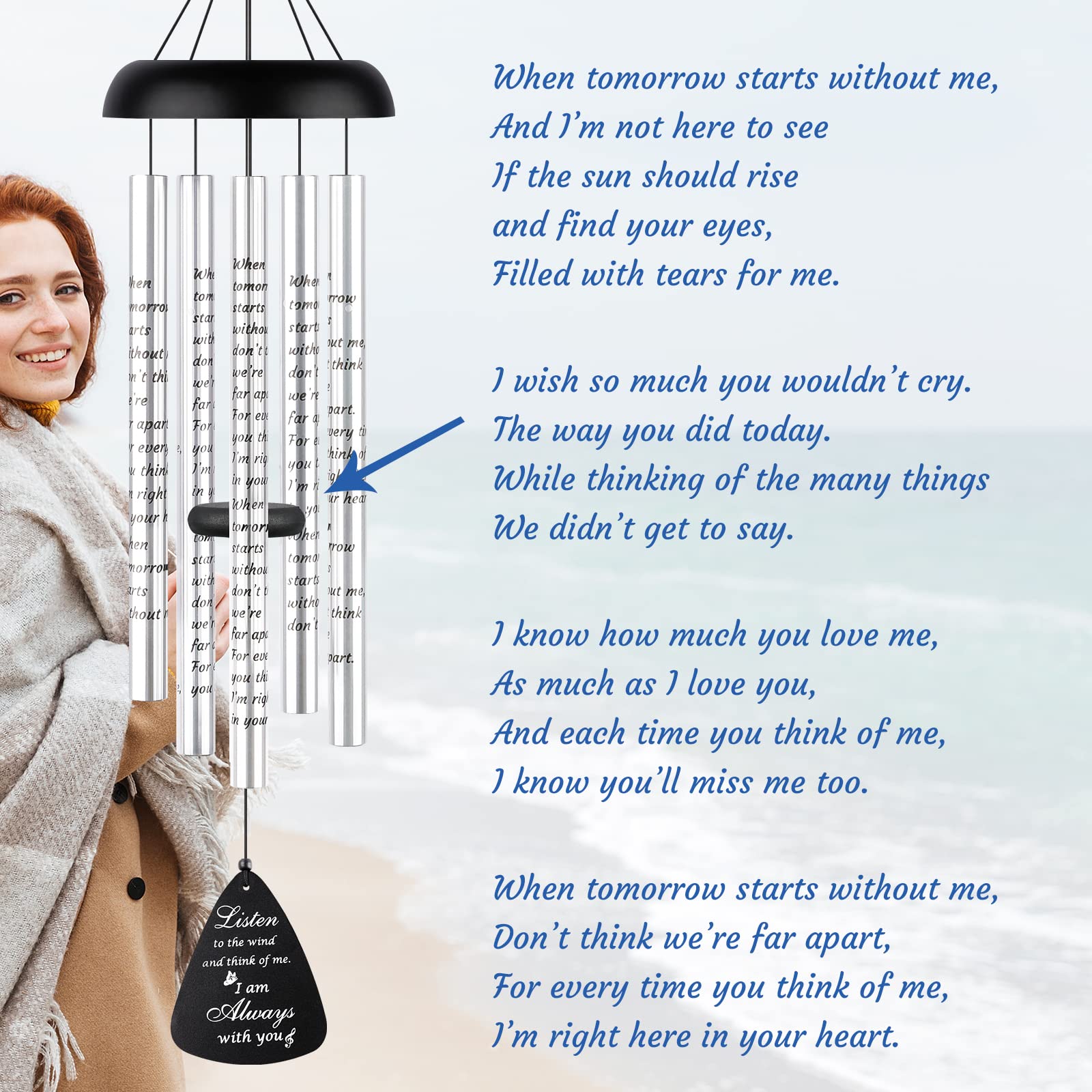 Fabuday wind chime hanging in a garden creating a peaceful memorial atmosphere