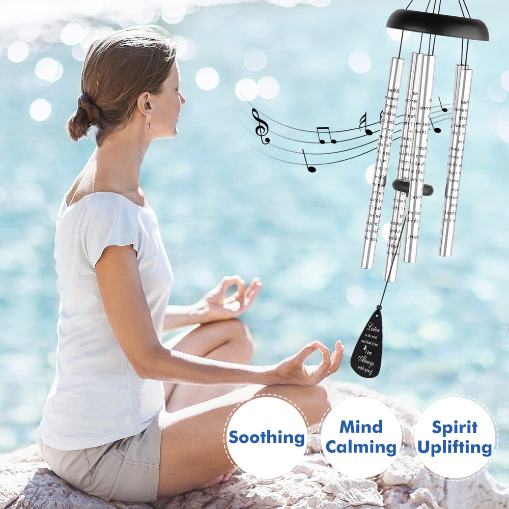 Fabuday chime beside a chair showing 36-inch scale for placement guidance