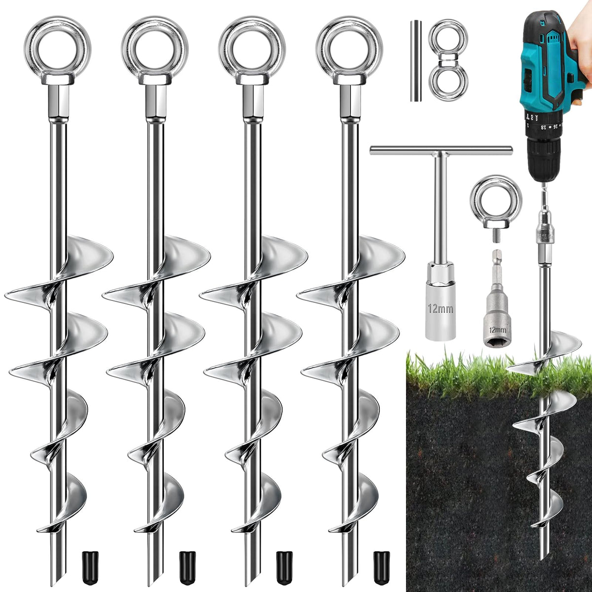Fabulas front packaging showing four anchors and included tools for easy setup