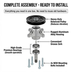 FacaBmil pre-installed pulley and blade nut ready for quick installation and reduced downtime