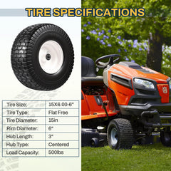 FAHKNS side profile showing 15 inch diameter, 6 inch width, puncture-proof tread