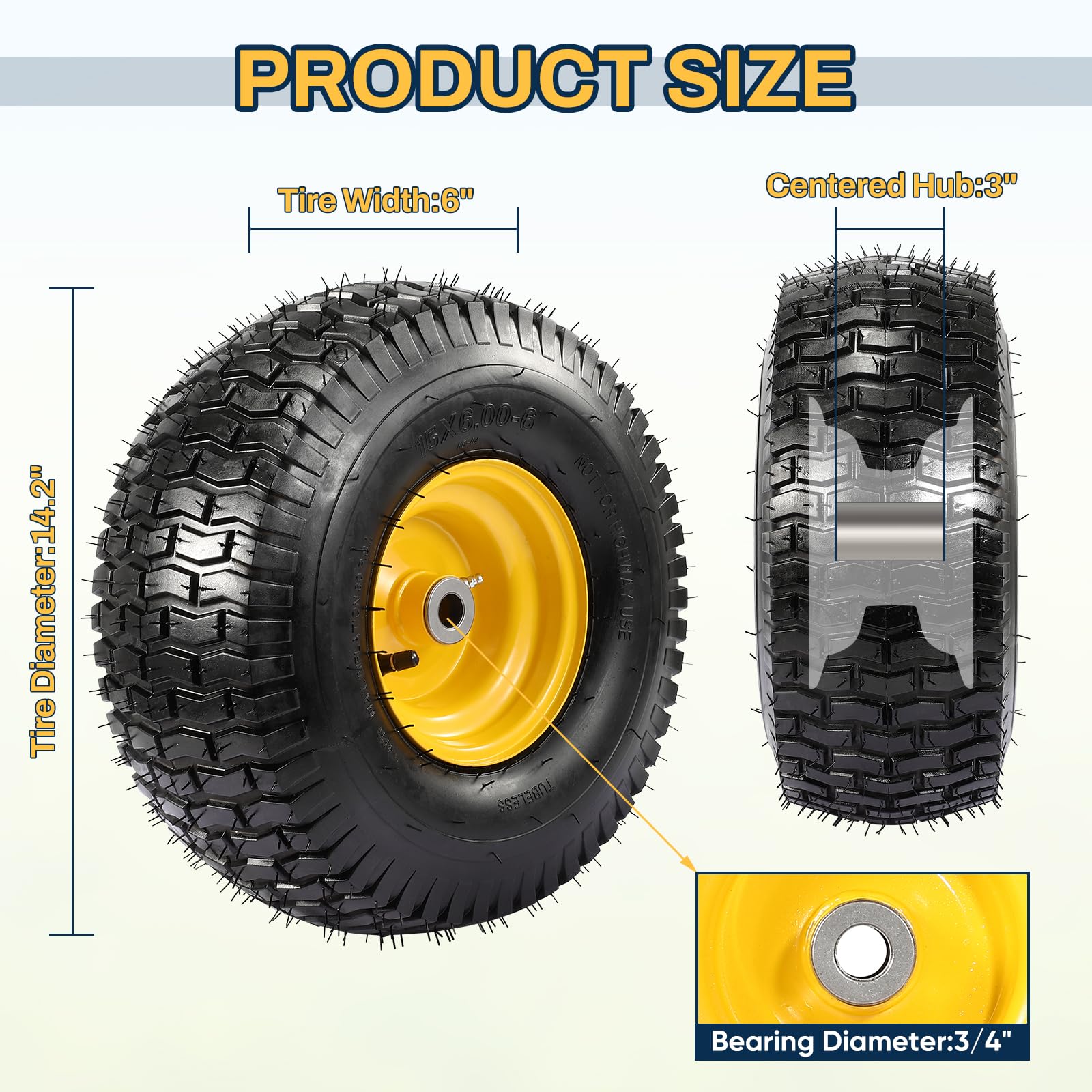 FAHKNS close-up of tire tread pattern delivering traction and turf-friendly grip