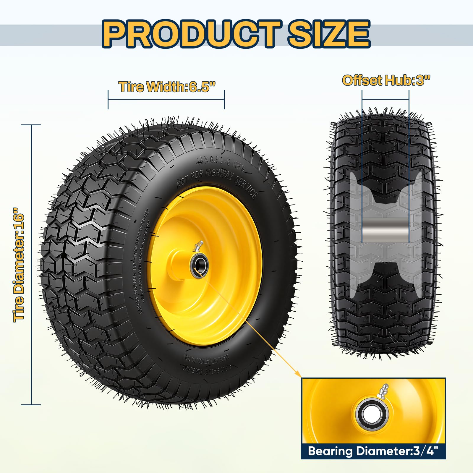 FAHKNS close-up Turf-V tread pattern for traction and lawn protection benefit