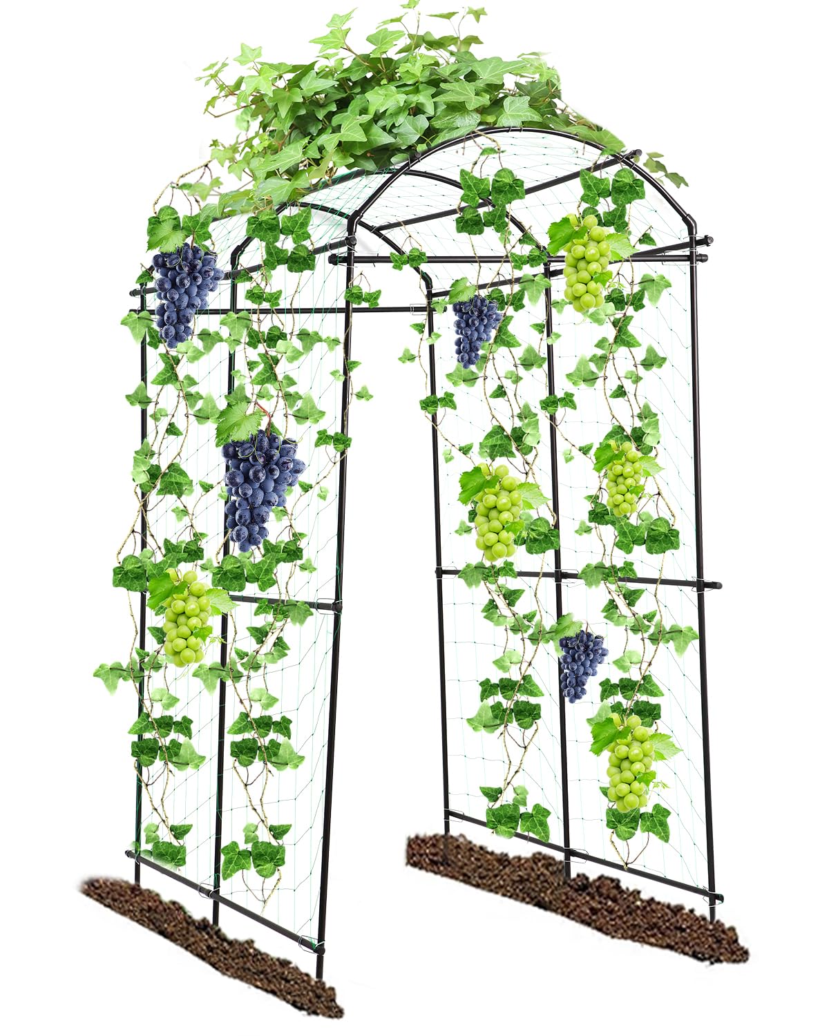 FAHKNS front view of black garden arch showing sturdy structure and elegant curve