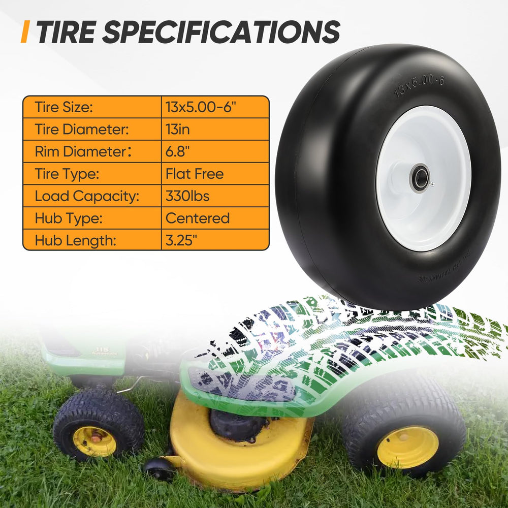FAHKNS tire mounted on a zero-turn mower demonstrating improved flat-free reliability