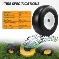 FAHKNS tire mounted on a zero-turn mower demonstrating improved flat-free reliability