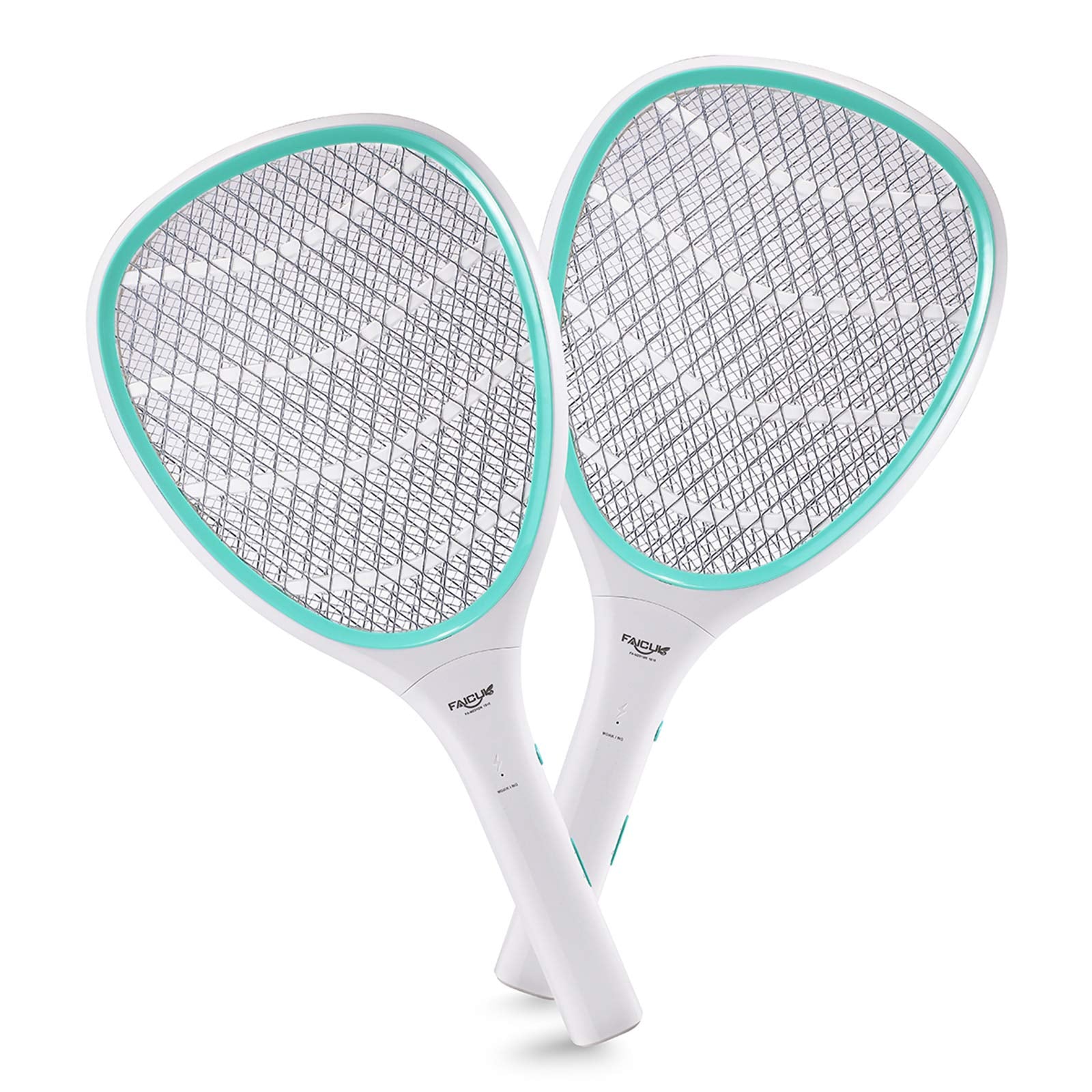 Faicuk front view showing two rackets and benefits of quick pest control