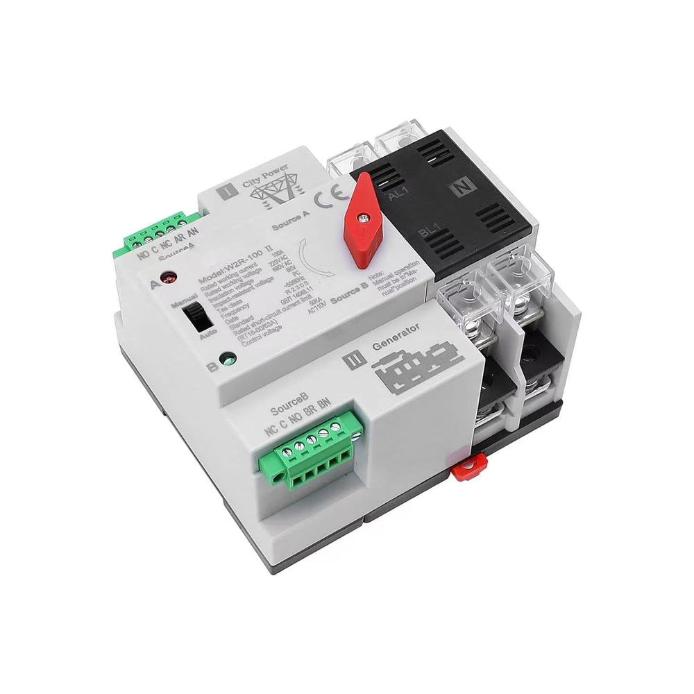 FAINAT ATS front panel showing handle and compact housing, simplifies panel installation