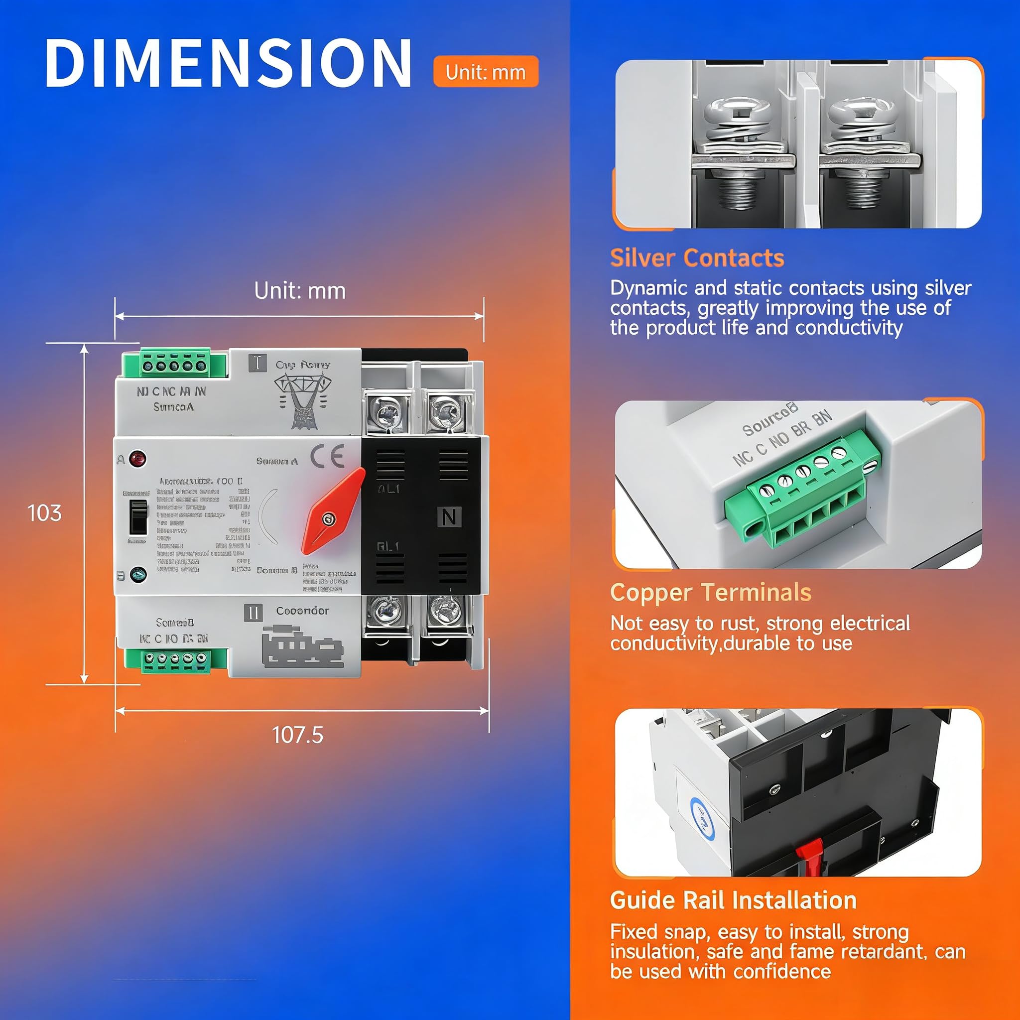 FAINAT ATS LED indicators close-up showing source status for quick checks