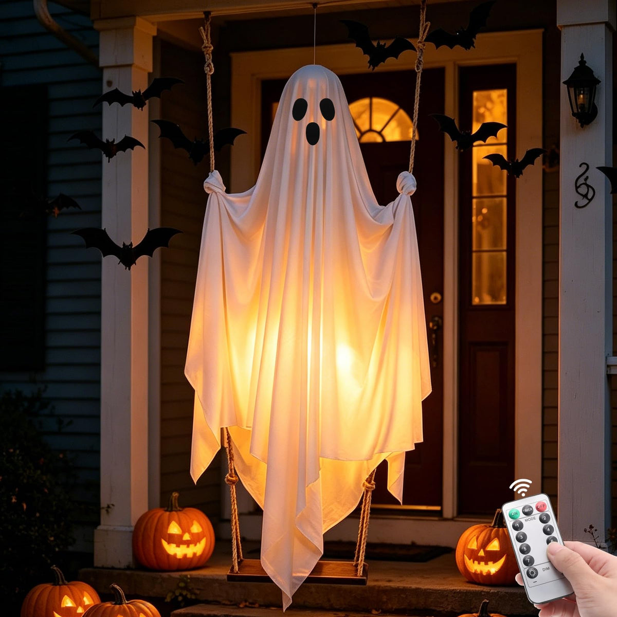 FairyGlim front view of hanging ghost showing full length and glow