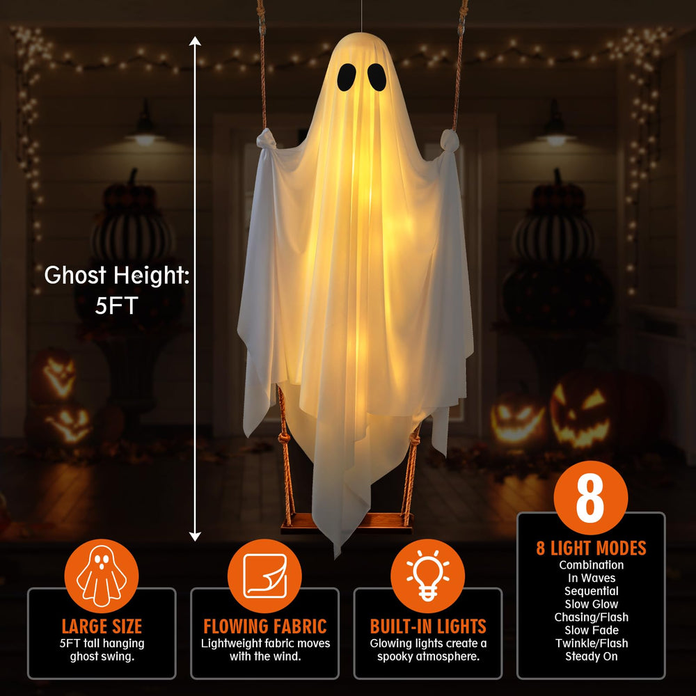 FairyGlim lit ghost at night creating dramatic curb appeal