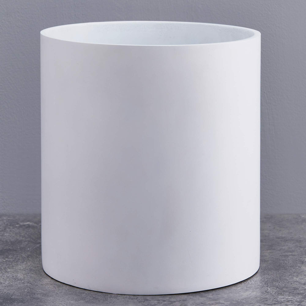 FaithLand front view of matte white 14-inch planter showing elegant profile and modern look