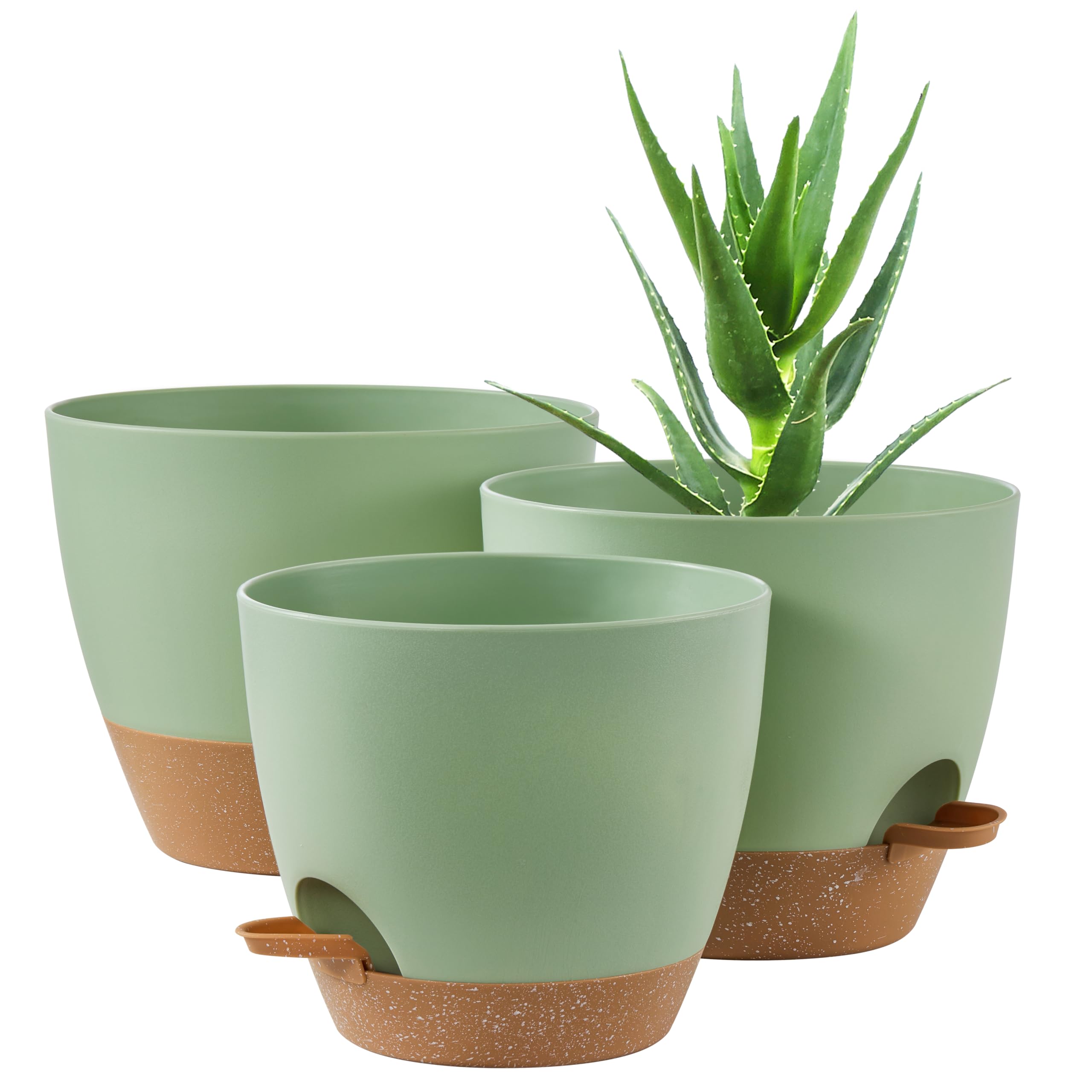 FaithLand front view of three pots showing sizes and color, enhances decor