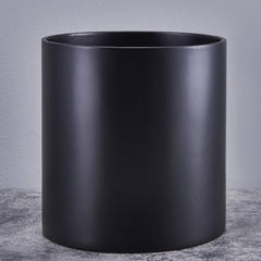FaithLand front view of matte black planter showing modern cylinder and finish benefits