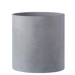 FaithLand front view of gray fiberstone planter showing modern cylinder benefit of style
