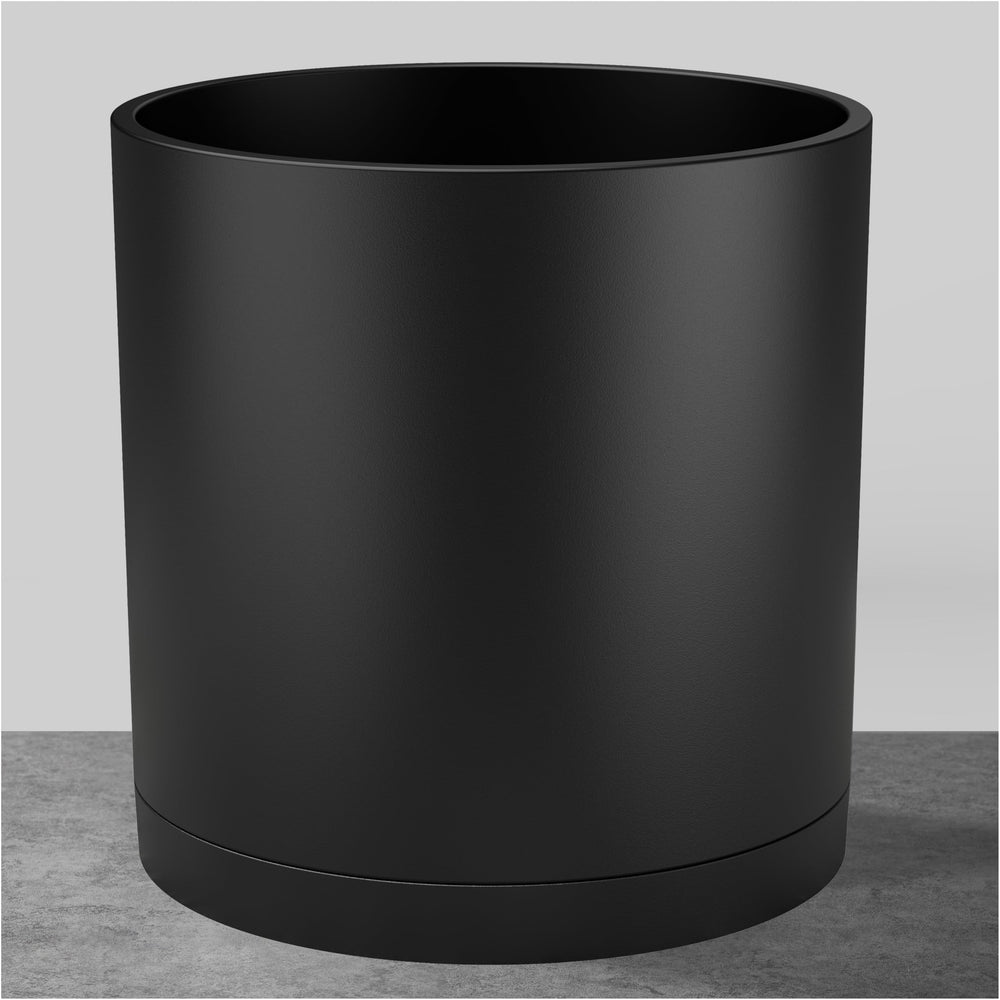 FaithLand front view of matte black cylinder planter showing modern look and stability