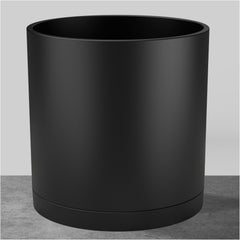 FaithLand front view of matte black cylinder planter showing modern look and stability