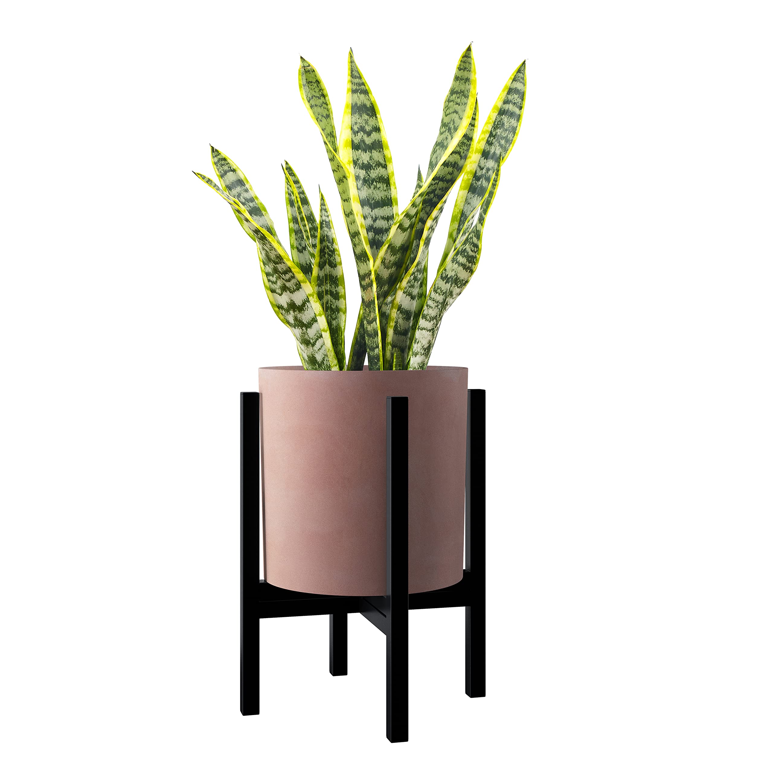 FaithLand planter paired with mid-century stand showing perfect proportional pairing