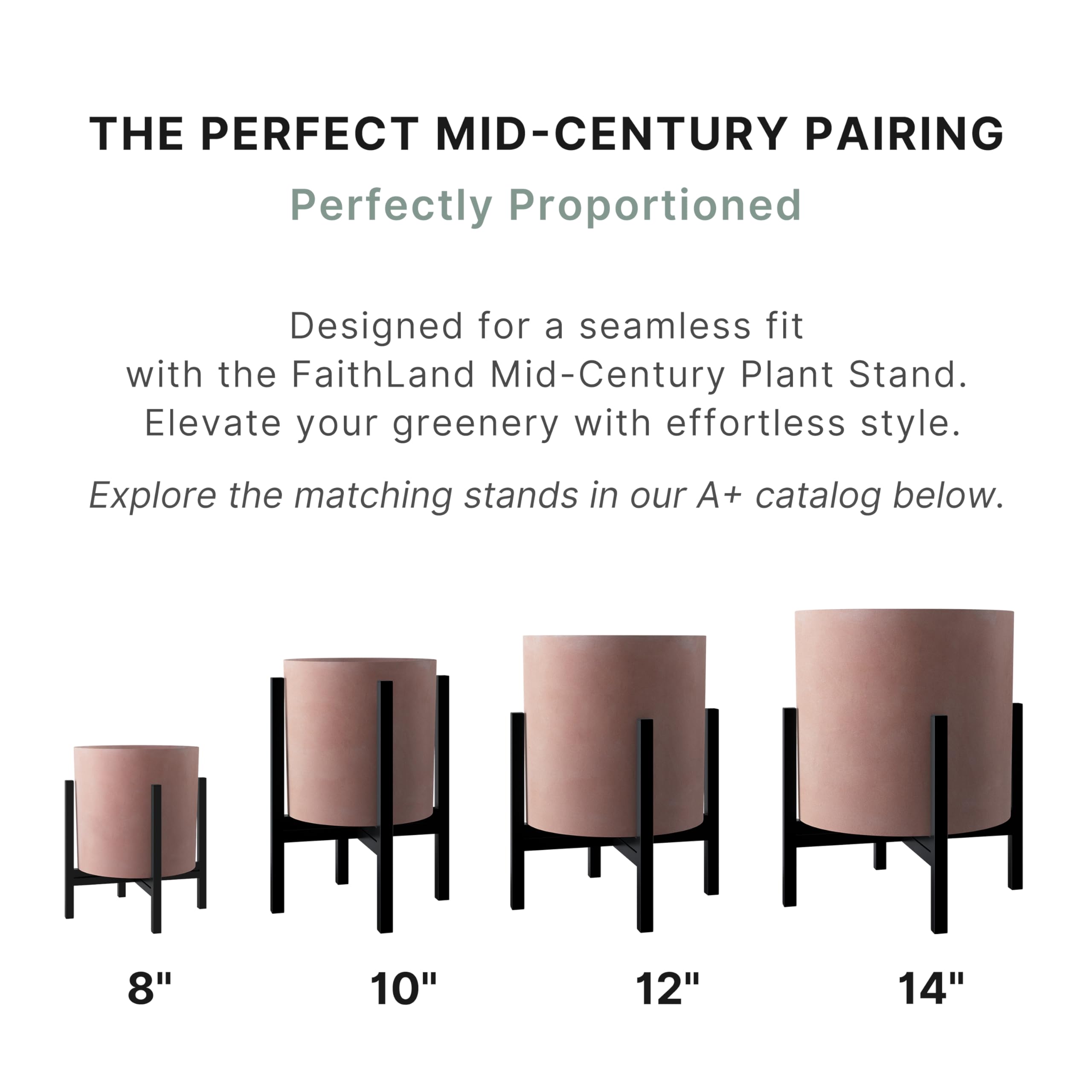 FaithLand planter next to ruler showing 12 inch scale for plant sizing clarity