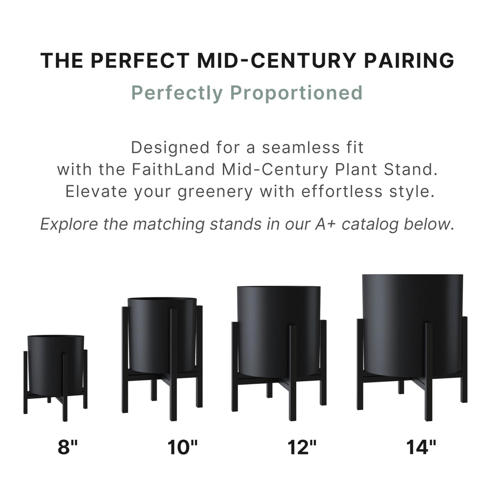 FaithLand planter next to ruler showing 14-inch scale for correct plant fit and confidence