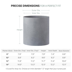 FaithLand top view showing inner dimensions and fit for nursery pots for easy planting
