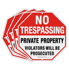 Faittoo front view of octagon sign showing bold no trespassing message for deterrence