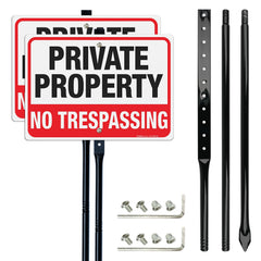 Faittoo front view of sign and stake showing clear warning and quick install benefit