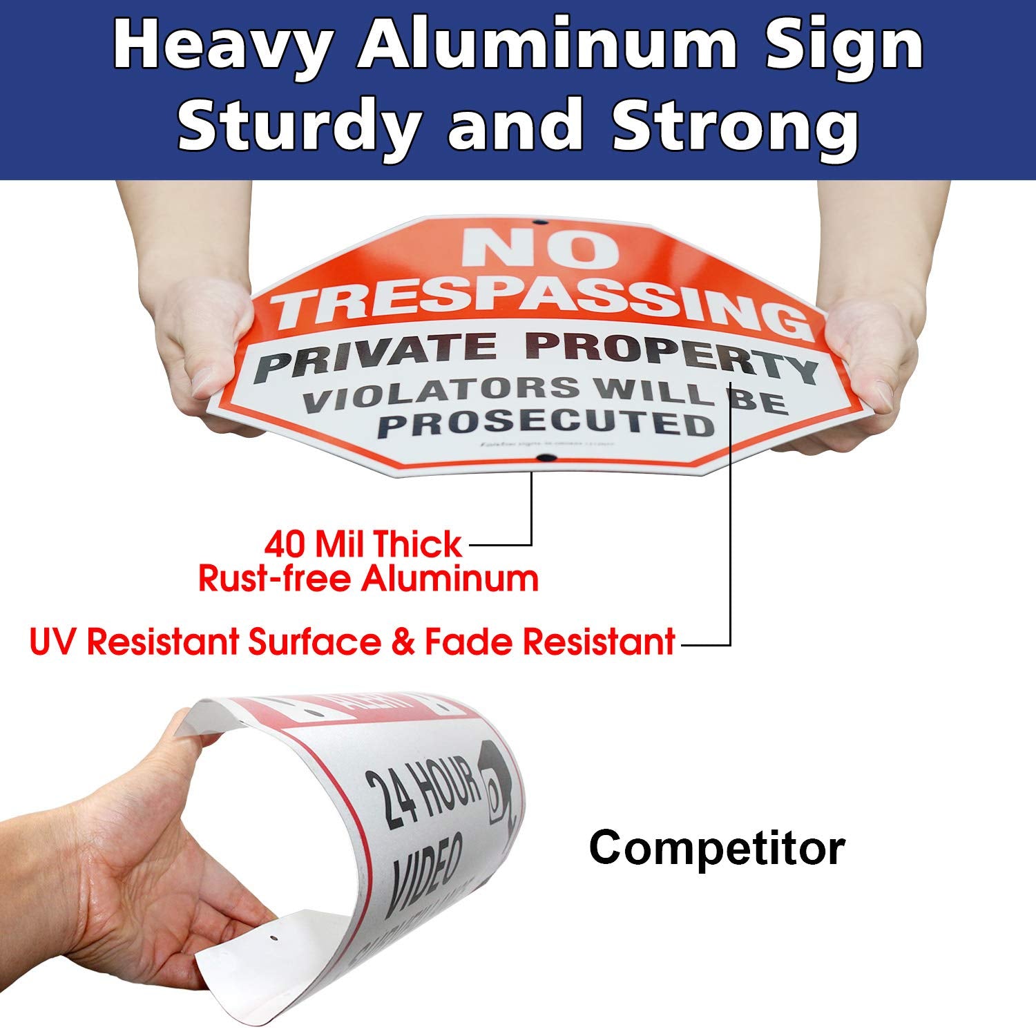 Faittoo sign mounted on a gate and post showing professional property protection benefit