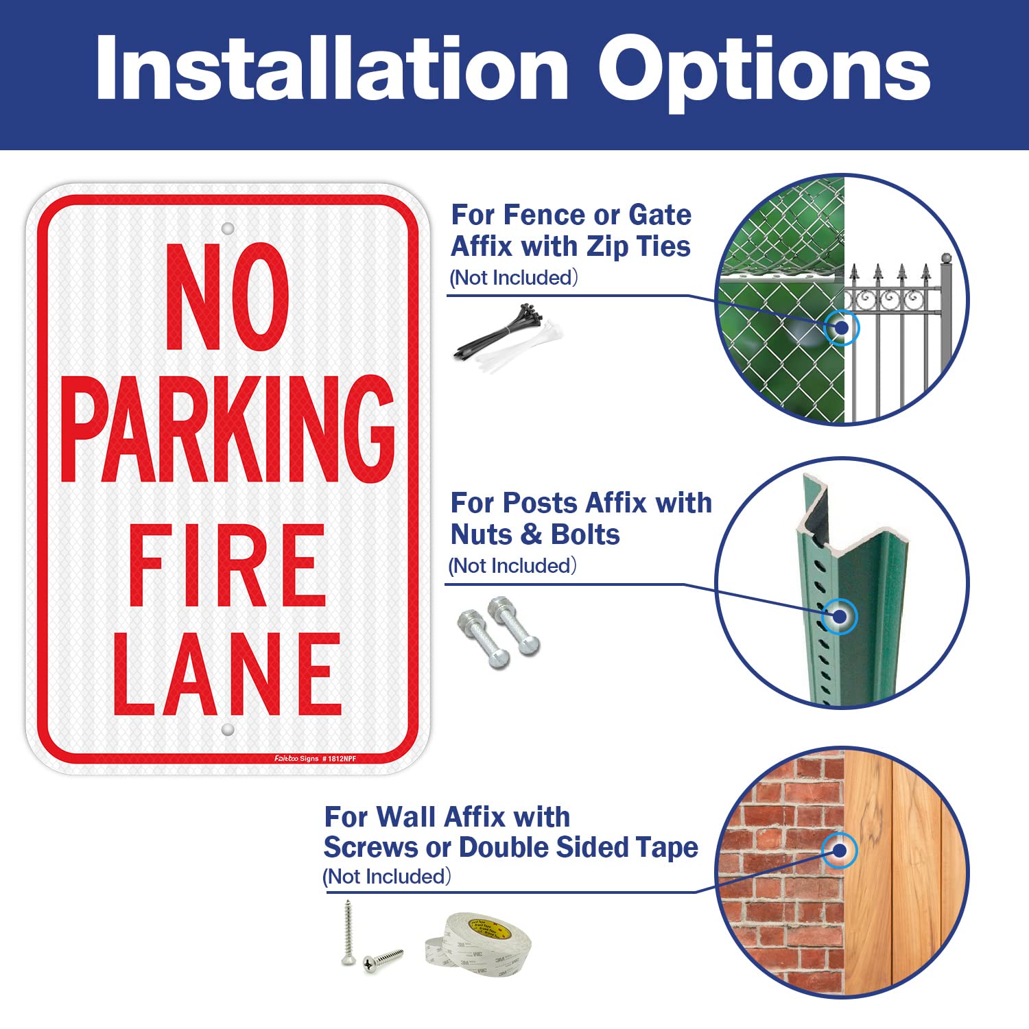 Faittoo sign mounted on post demonstrating easy outdoor installation
