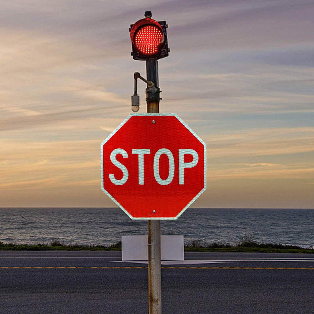 Faittoo stop sign in driveway setting showing clear warning and weather resistance benefit