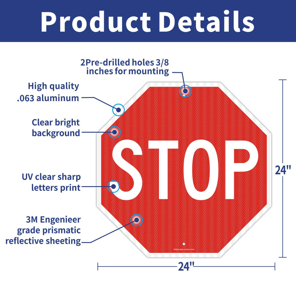 Faittoo stop sign edge close-up showing rust-free aluminum durability benefit