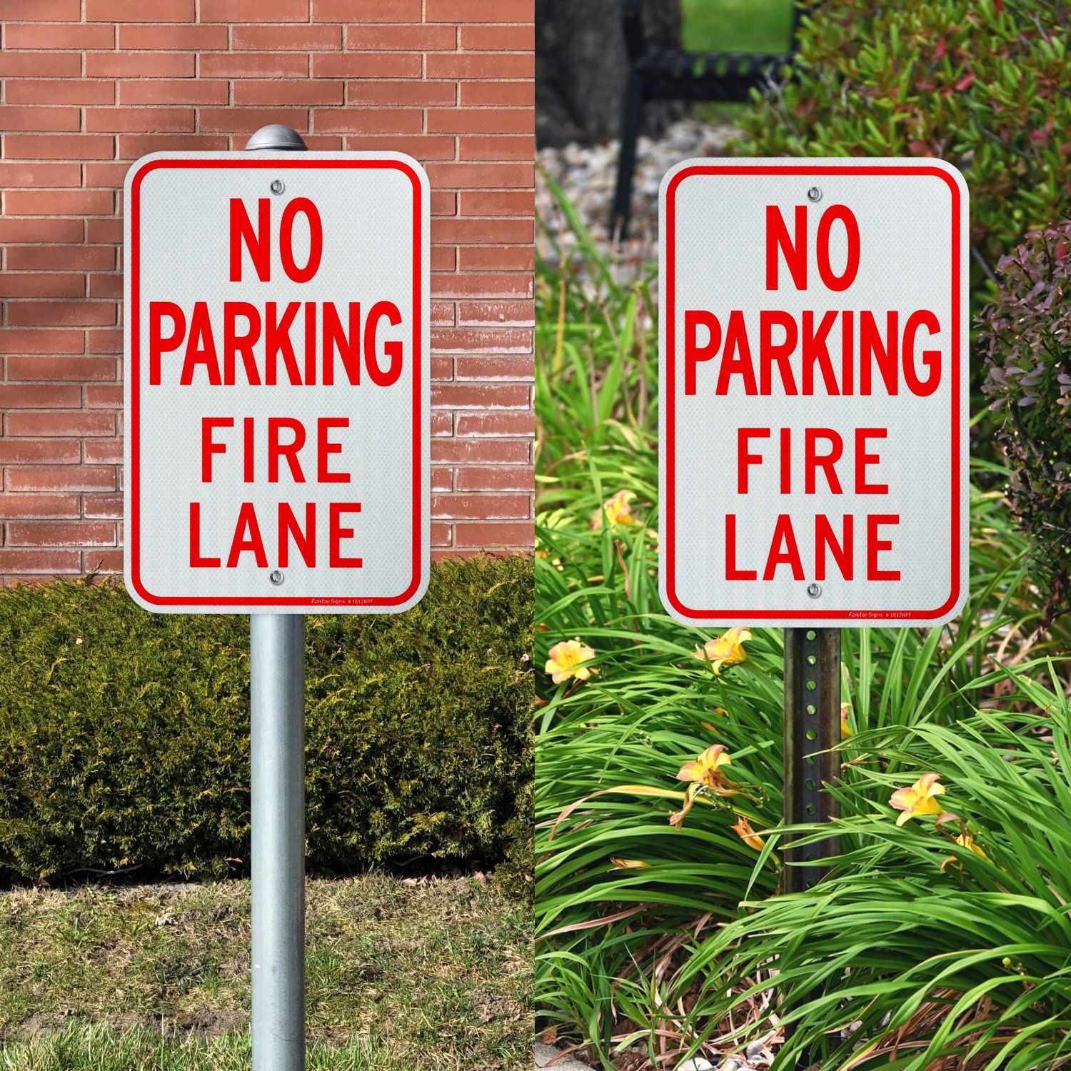 Faittoo two signs stacked showing convenient two-pack for multiple locations
