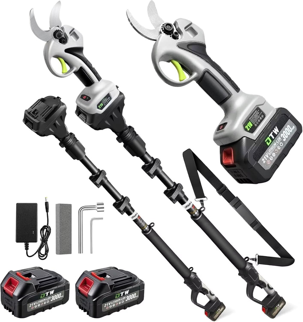 Failenfeivp front view of electric pruner showing compact design and easy grip benefits