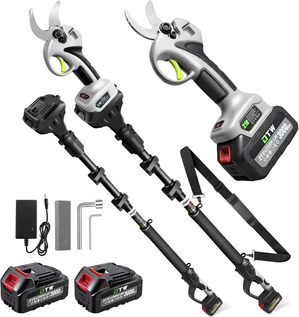 Failenfeivp front view of electric pruner showing compact design and easy grip benefits