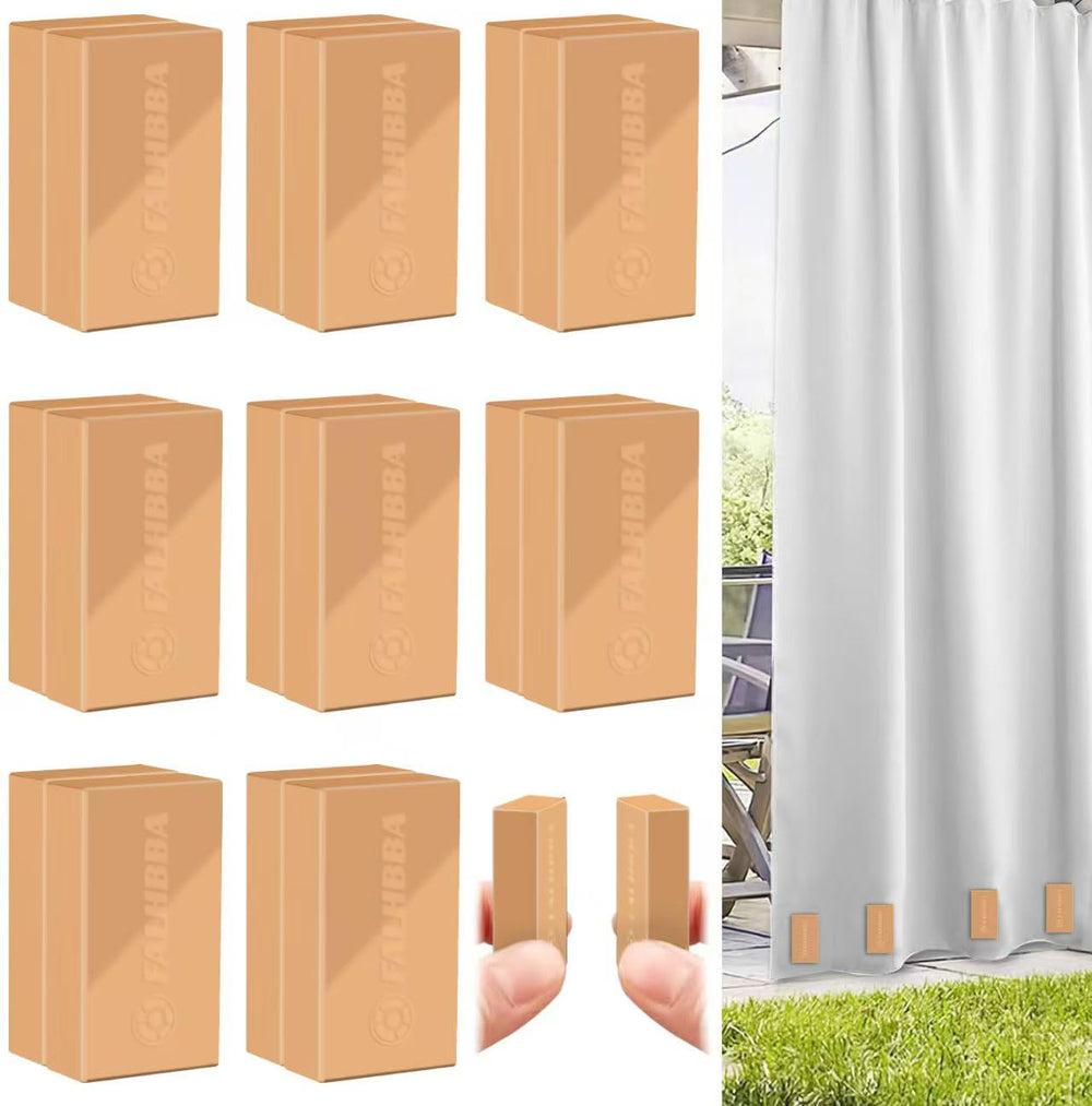 FALHBBA front view of 16-piece magnetic curtain weight set showing full kit, neat storage