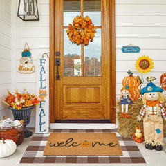 Fallovea coco coir welcome mat front view adds rustic welcome and traps dirt