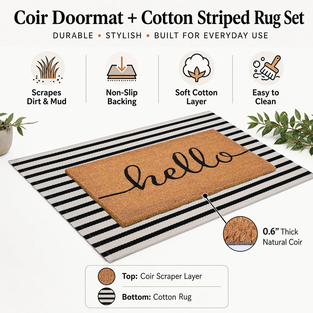 Fallovea coco coir mat close-up texture that scrapes dirt effectively