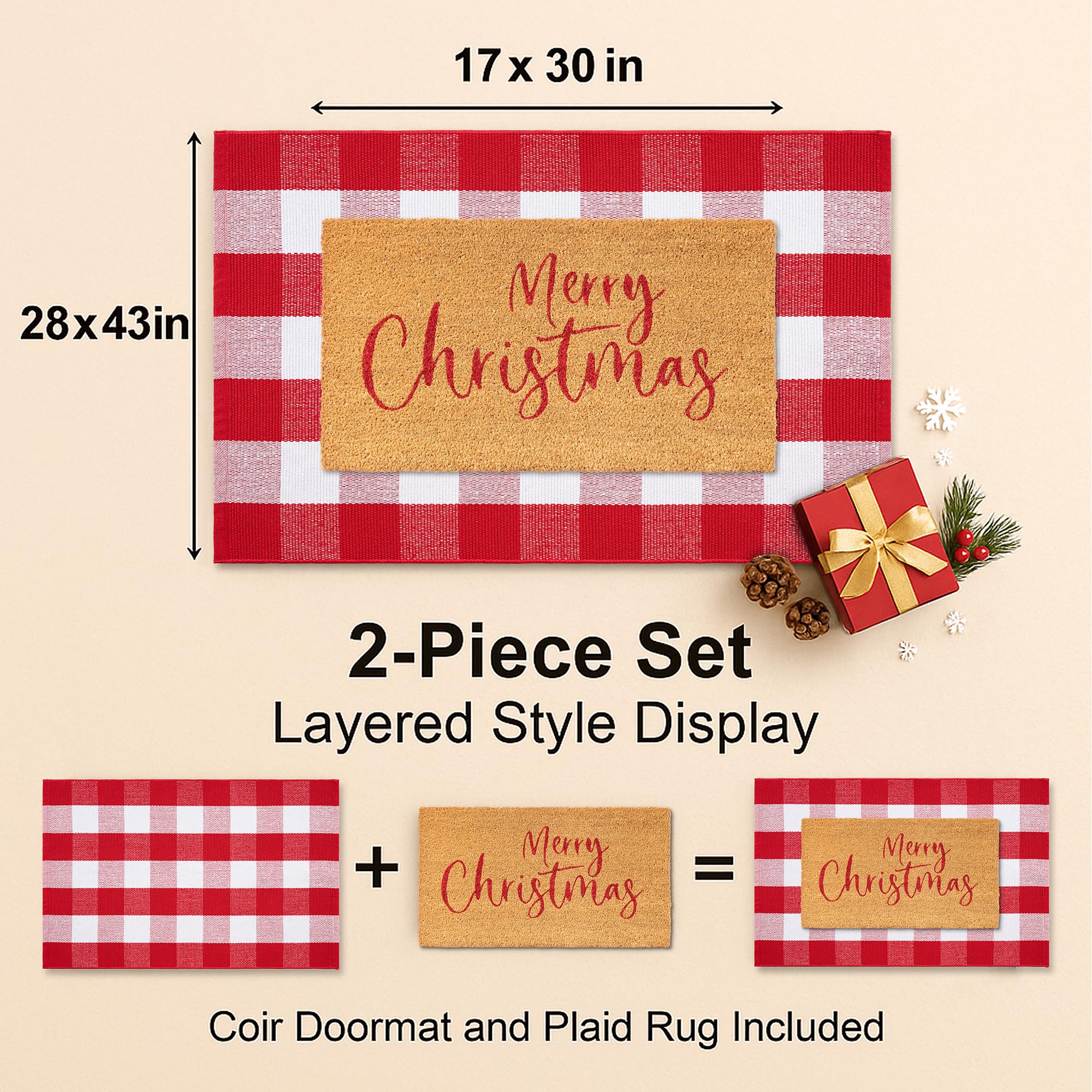 Fallovea coir welcome mat front showing ‘Merry Christmas’ greeting benefit