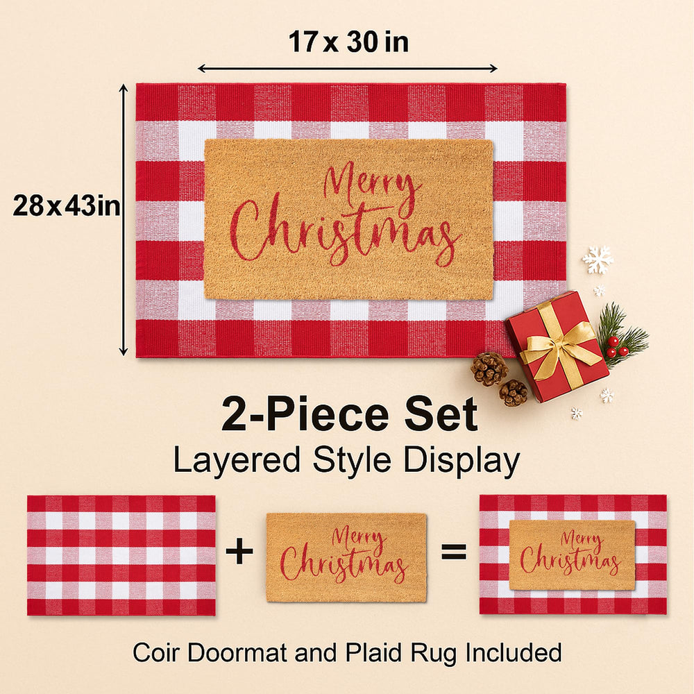 Fallovea coir welcome mat front showing ‘Merry Christmas’ greeting benefit