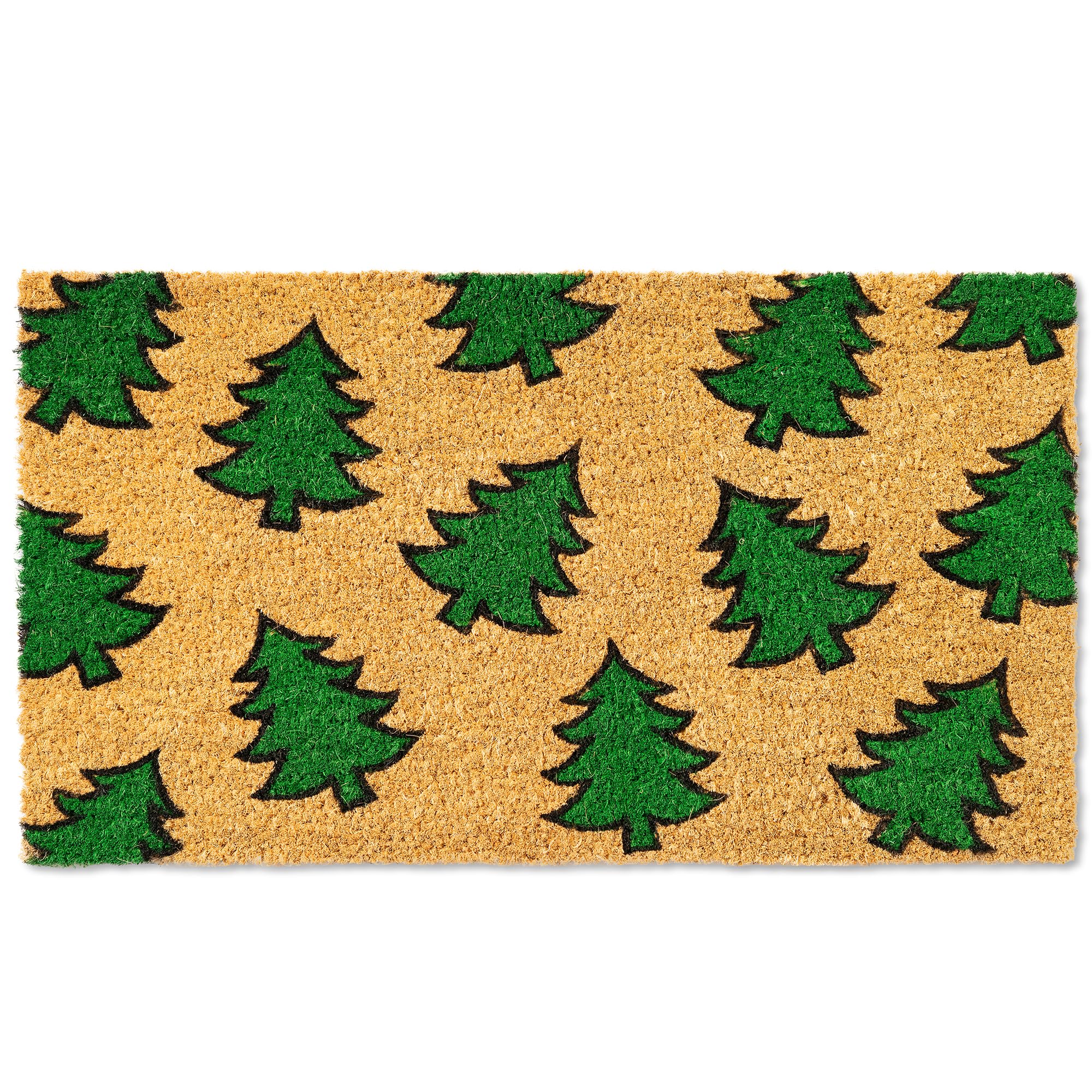 Fallovea front view holiday doormat showing welcoming evergreen design and curb appeal