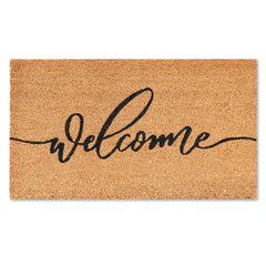 Fallovea front view welcome coir mat on doorway providing inviting entry