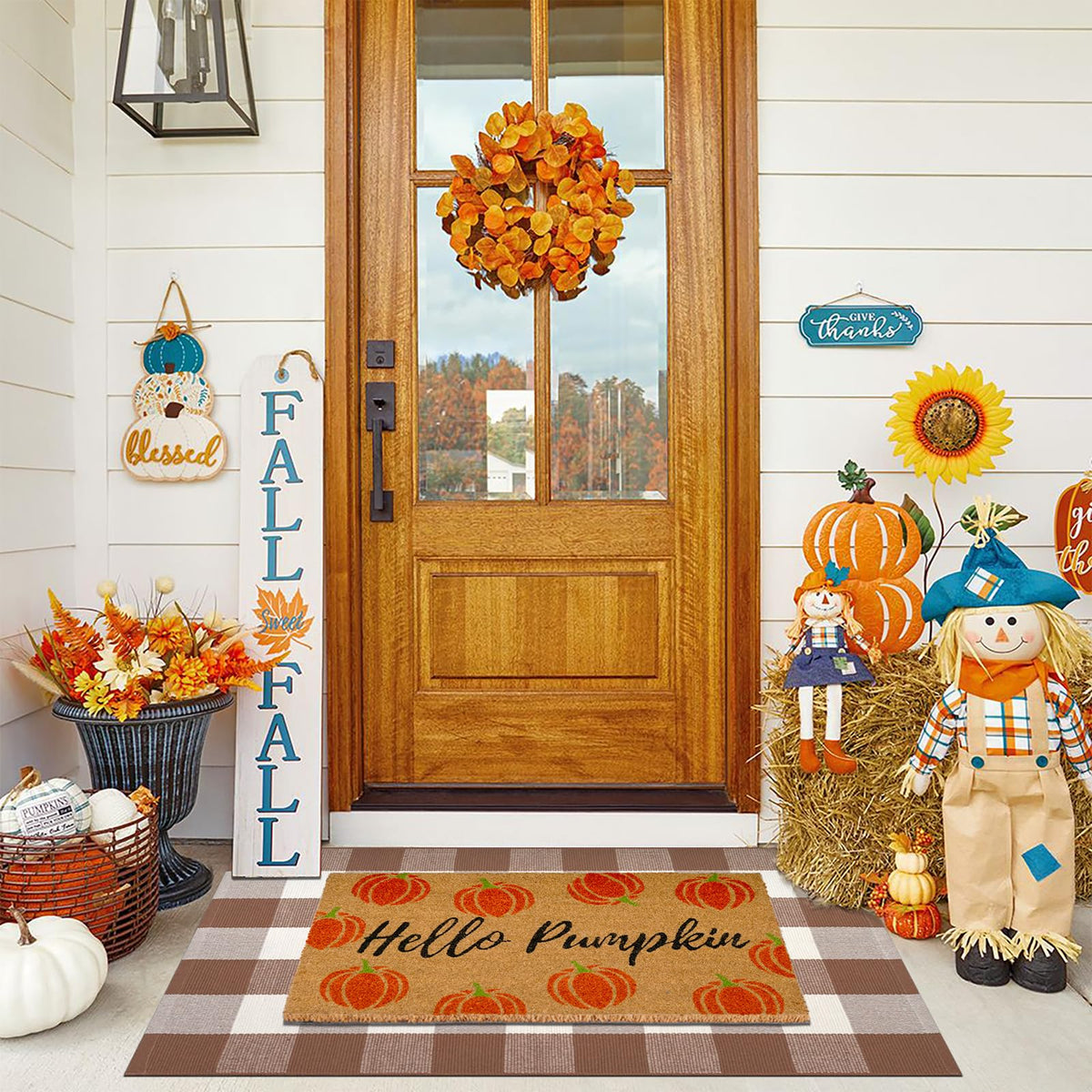Fallovea doormat front view offering seasonal welcome and curb appeal